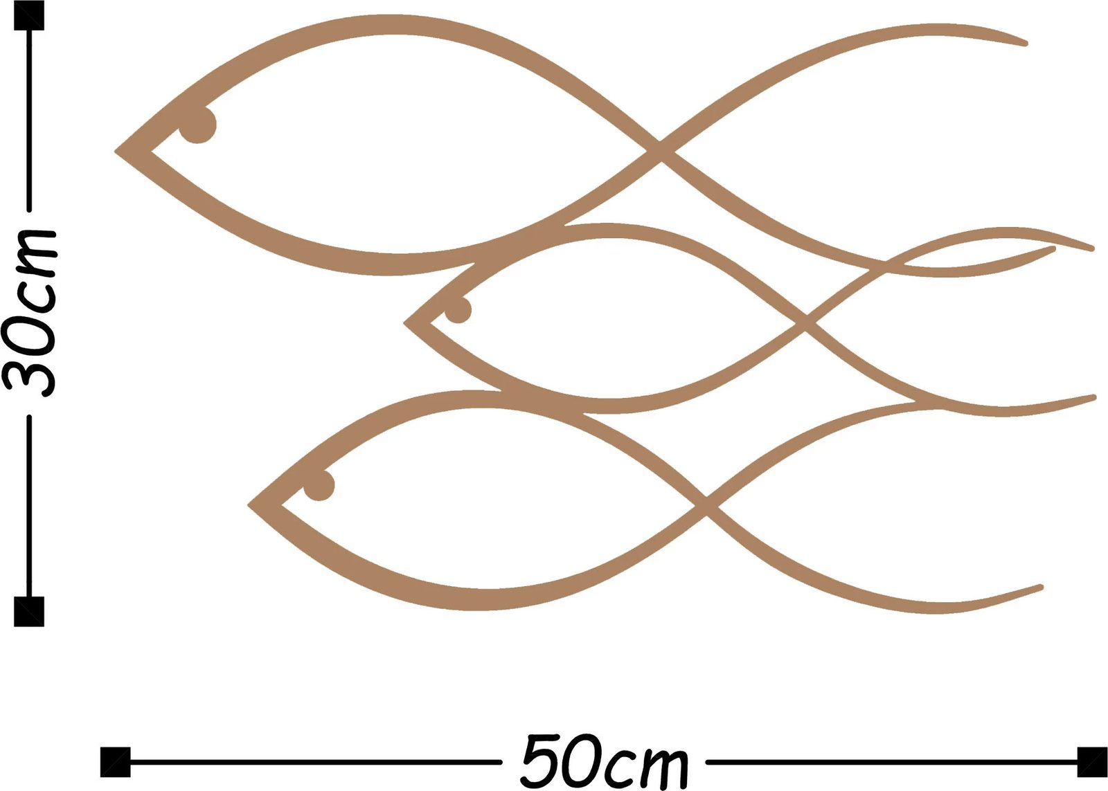 Aksesor dekorativ metalik për mur, peshk, ngjyrë bakri
