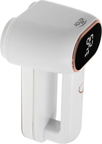 Makinë heqëse pushash Adler AD 9622, dy koka, LCD, 3 shpejtësi, depozitë 140 ml, bateri 1800 mAh, USB-C, e bardhë me ari