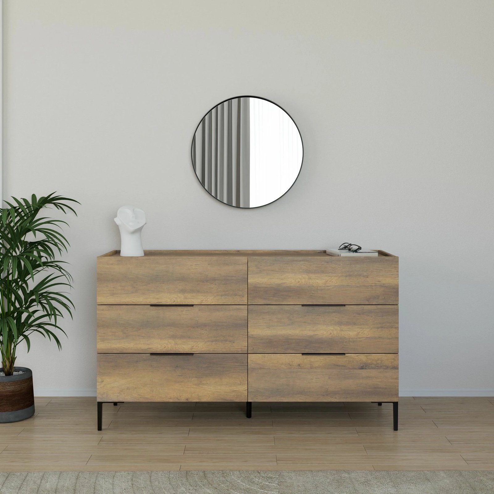 Komodë Hanah Home, Sfn-1760-Oo-1, ngjyrë arre, 6 sirtarë