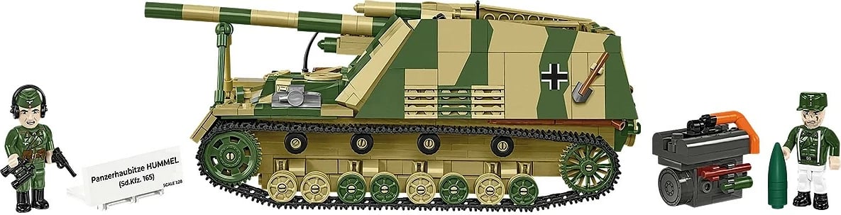 Set blloqesh ndërtimi, Cobi, Panzerhaubitze Hummel COBI-2663, 1118 pjesë, shkallë 1:28, me 2 figura