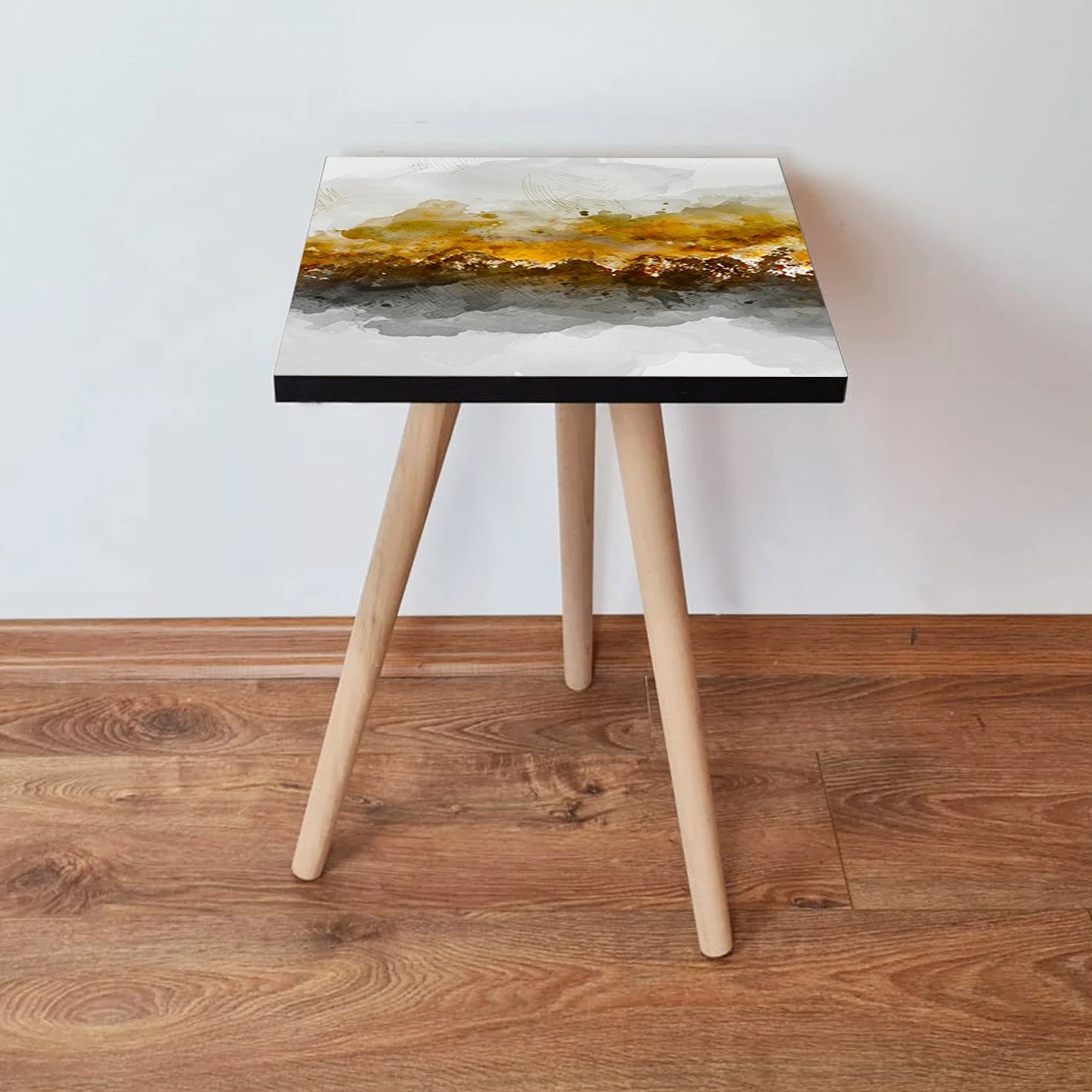 Tavolinë anësore Skye Decor, SHP81, e bardhë, e zezë, ari