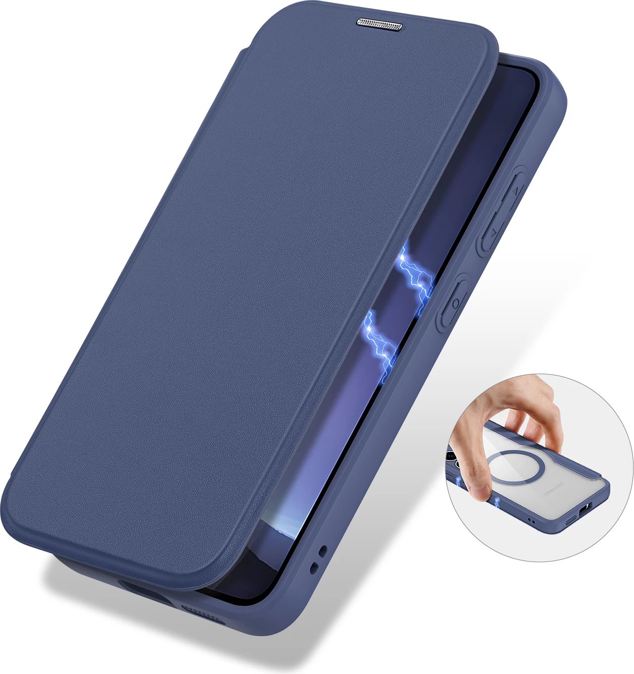 Mbështjellës Dux Ducis Skin X Pro për Samsung Galaxy S25+, me MagSafe, portofol, Blu