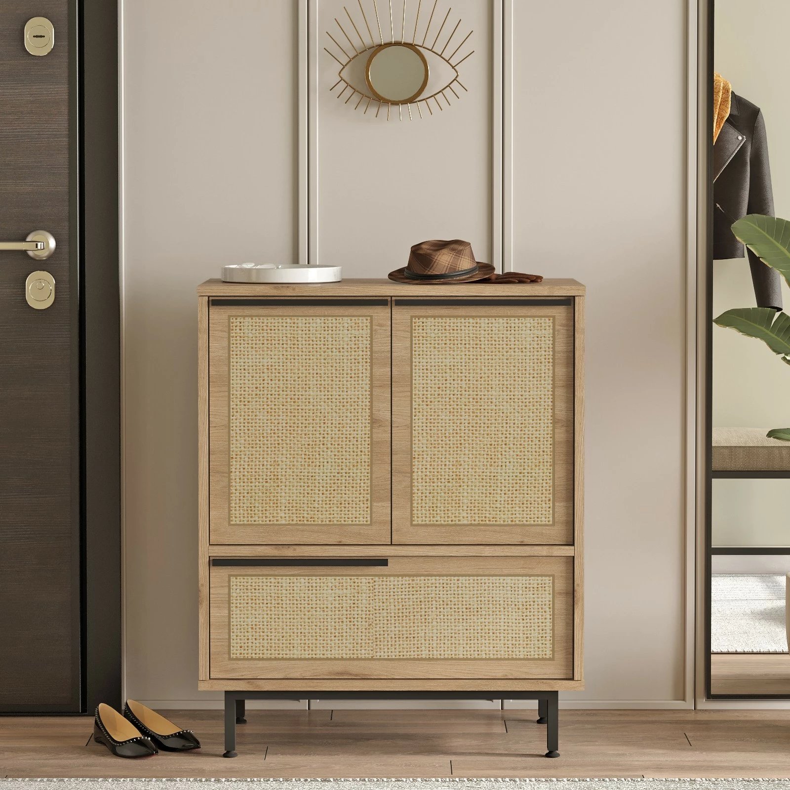 Dollap për këpuca Skye Decor, On8C-Su, ngjyrë arrë dhe lis