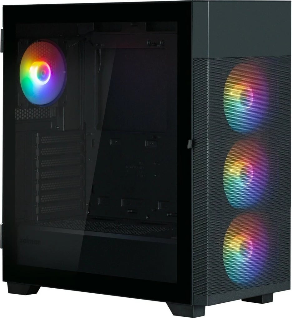 Kasë Zalman S5 NEO Black, ATX Mid Tower, 4 ventilatorë RGB, xham i temperuar, e zezë