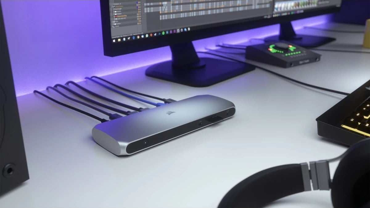 Docking station Corsair TBT100 Thunderbolt 3, alumini, stainless steel Docking station Corsair TBT100 Thunderbolt 3, alumini, stainless steel