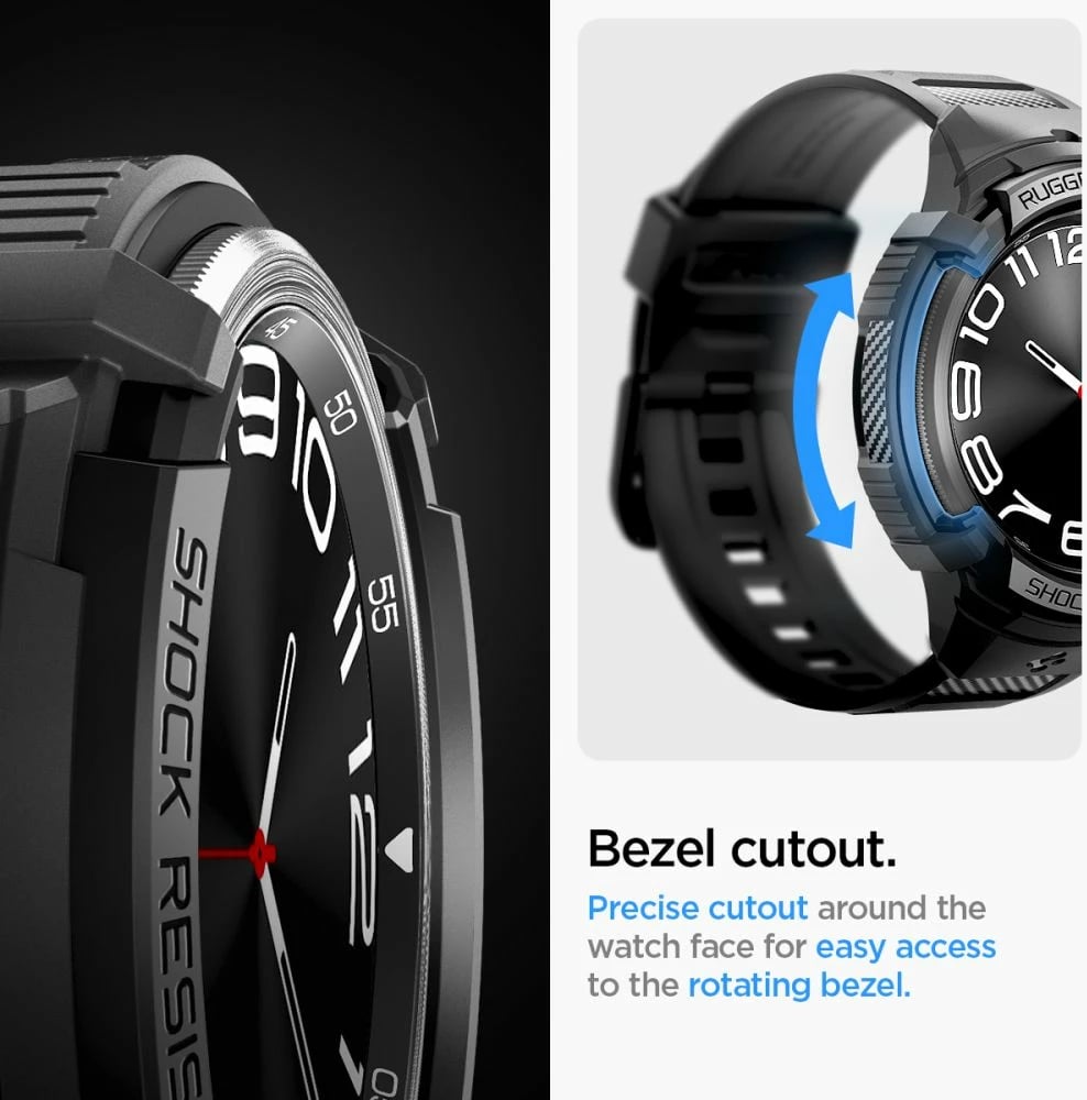 Mbështjellës Spigen Rugged Armor Pro me rrip për Samsung Galaxy Watch 6 Classic 47mm, Zi