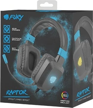 Kufje FURY NFU-1584, me kabllo, për lojëra, e zezë, blu