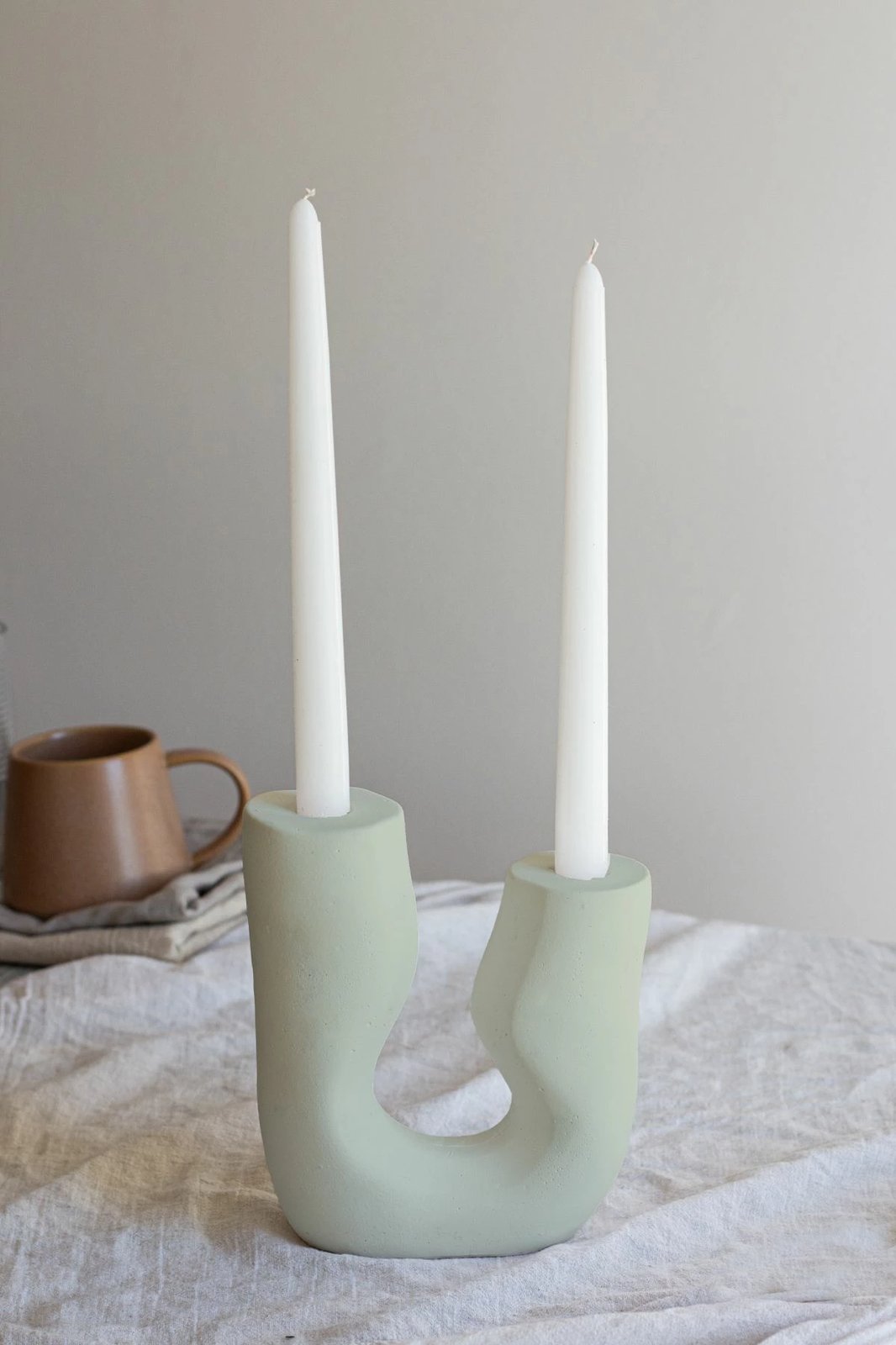 Set qirinjash dekorativ (3 copë), Evila Originals, asimetrik, ngjyrë kaki