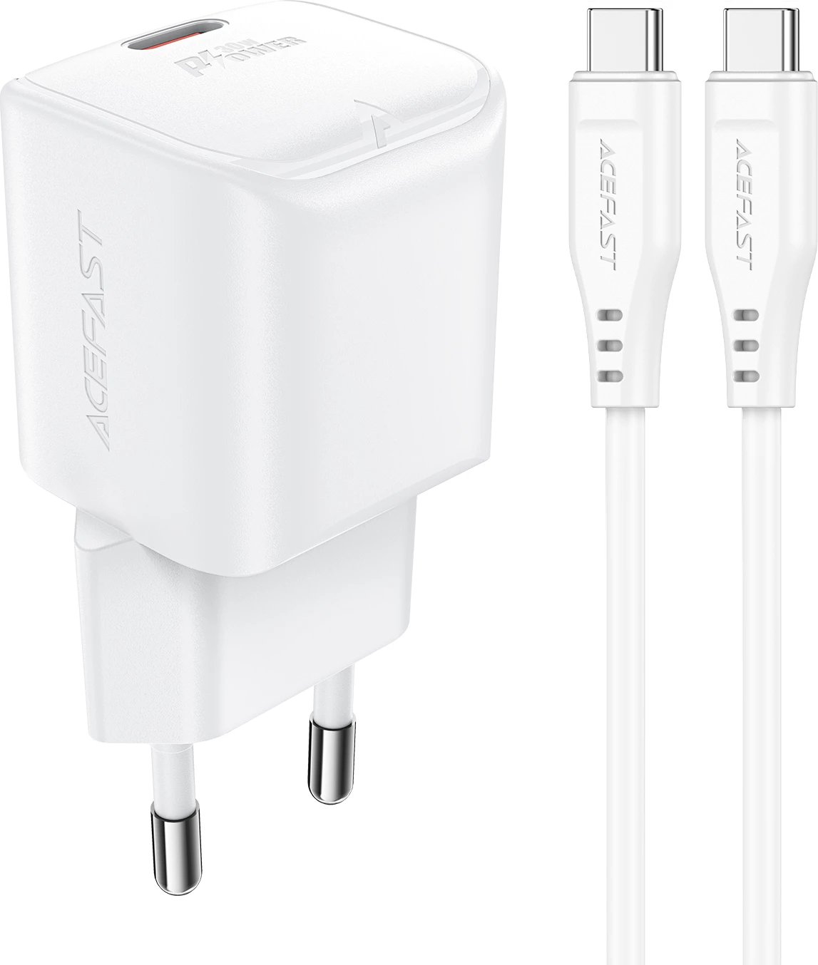 Karikues muri Acefast A77 Mini me GaN, 30W, me kabllo USB-C, Bardhë