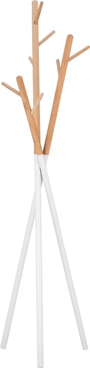 Stendë për pallto Sigar, metal-dru, ngjyrë e bardhë-natyrale, 49x51x187cm