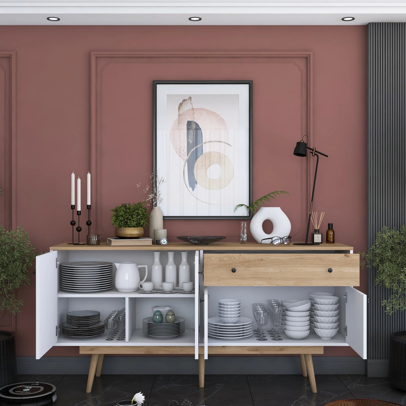 Konsol Skye Decor, ngjyrë arre dhe e bardhë, GD110 - 3327