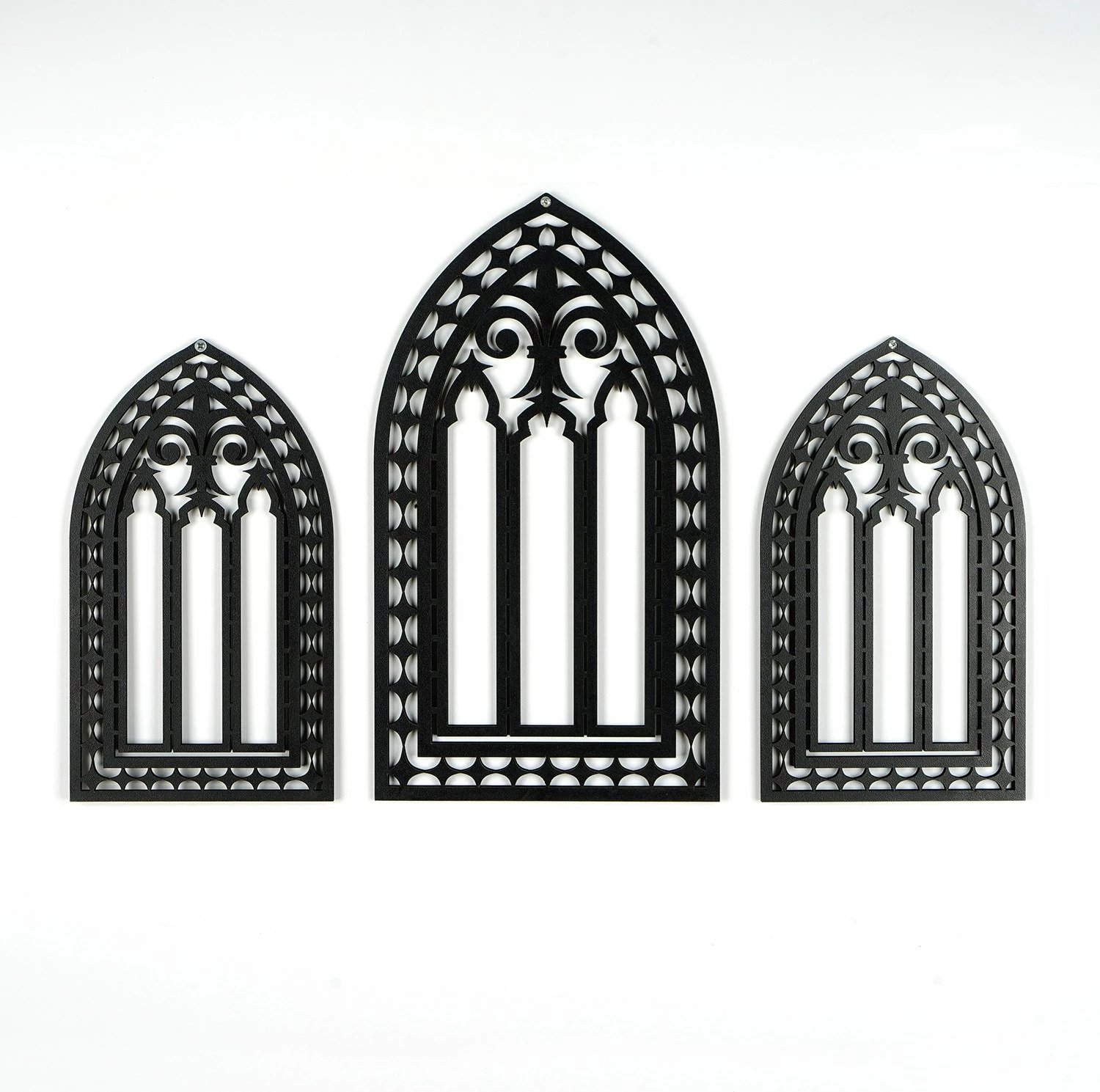 Aksesor dekorativ prej druri për mur, Wallity, CRY021, set prej 3 copash, ngjyrë e zezë