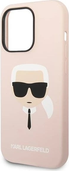 Mbështjellës Karl Lagerfeld KLHMP14XSLKHLP për iPhone 14 Pro Max 6.7", silikon, MagSafe, rozë