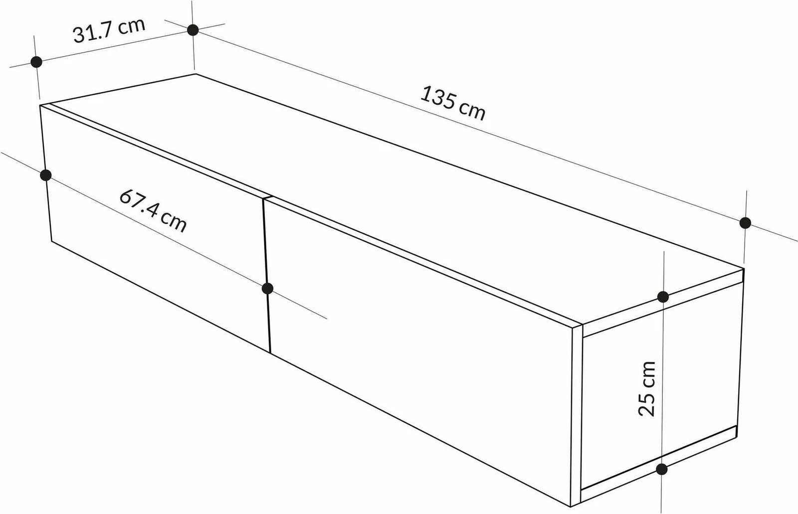 Komodë TV Francy 135, ngjyrë lis safir dhe e bardhë, Skye Decor