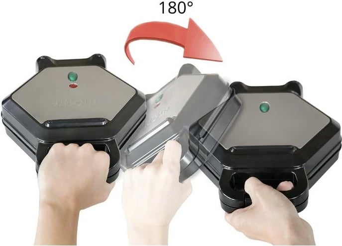 Aparat për waffle bubble, UNOLD, Bobby 48245, 700 W, rrotullim 180°, veshje jo-ngjitëse, e zezë/argjend