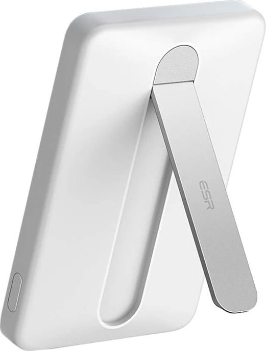 Powerbank ESR Qi2 MagSlim 5000 mAh me magnet dhe këmbë mbështetëse, Bardhë