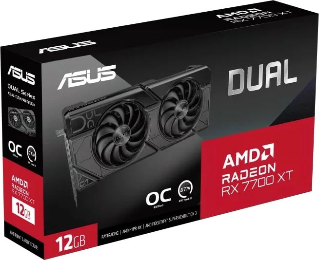 Kartelë grafike ASUS Dual RX7700XT-O12G, Radeon RX 7700 XT, 12 GB, GDDR6, PCI Express 4.0, e zezë
