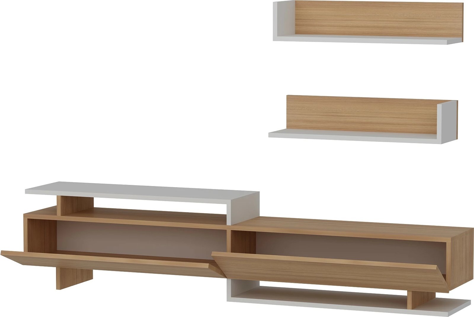 Komodë TV Hanah Home, Ayaz, ngjyrë teak dhe e bardhë