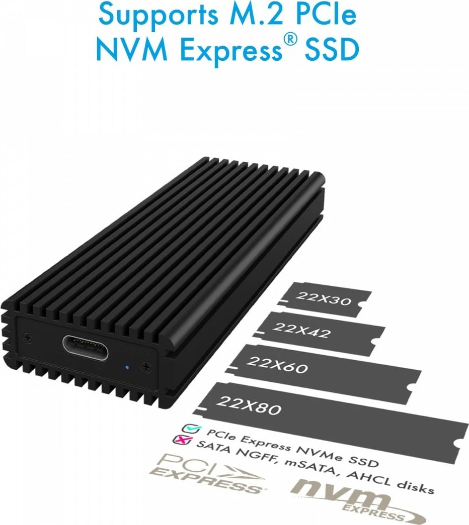 Kasë IcyBox IB-1816M-C31 për NVMe M.2, USB 3.1, Alumini, E zezë
