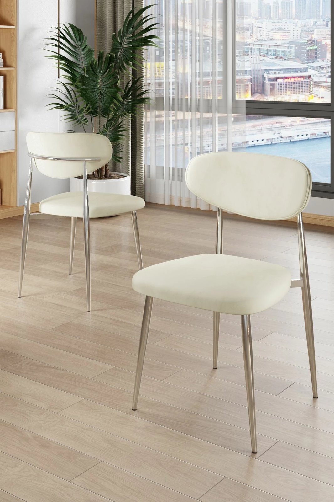 Set karrigash (6 copë), Skye Decor, ngjyrë krem, krom