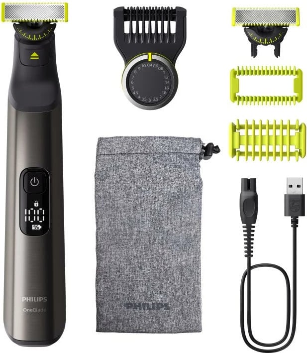 Makinë rroje, Philips, OneBlade Pro QP6552/15 Face & Body, me krehër rregullues, e rikarikueshme, e zezë, set