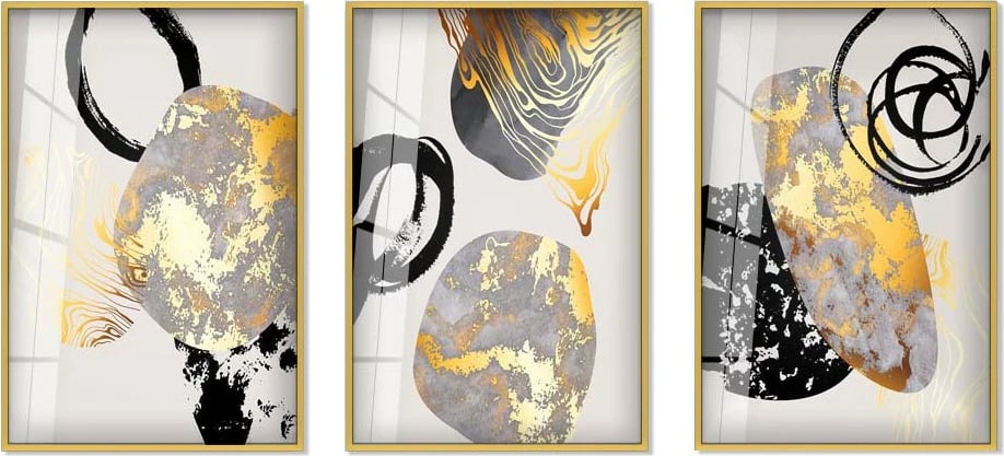 Pikturë dekorative prej xhami të temperuar, shumëngjyrëshe, Wallity, 30x40cm (3 copë)