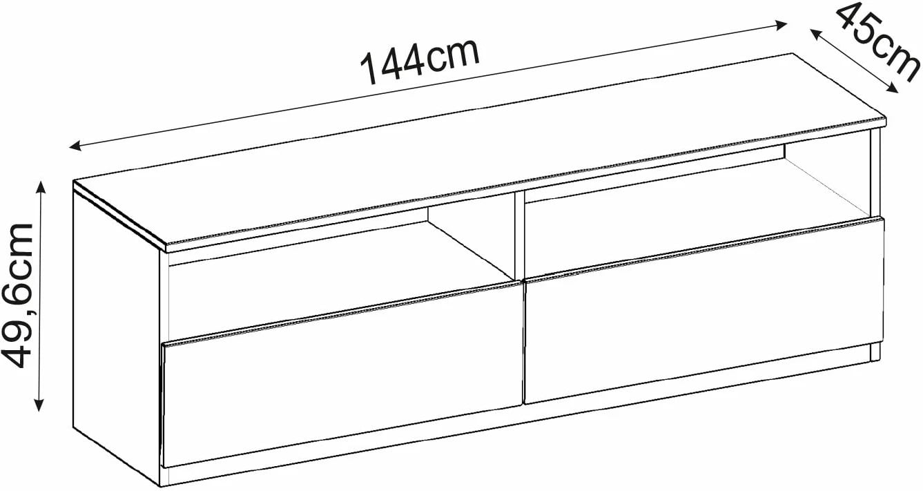 Konsolë TV, ngjyrë e bardhë dhe travertin, Skye Decor