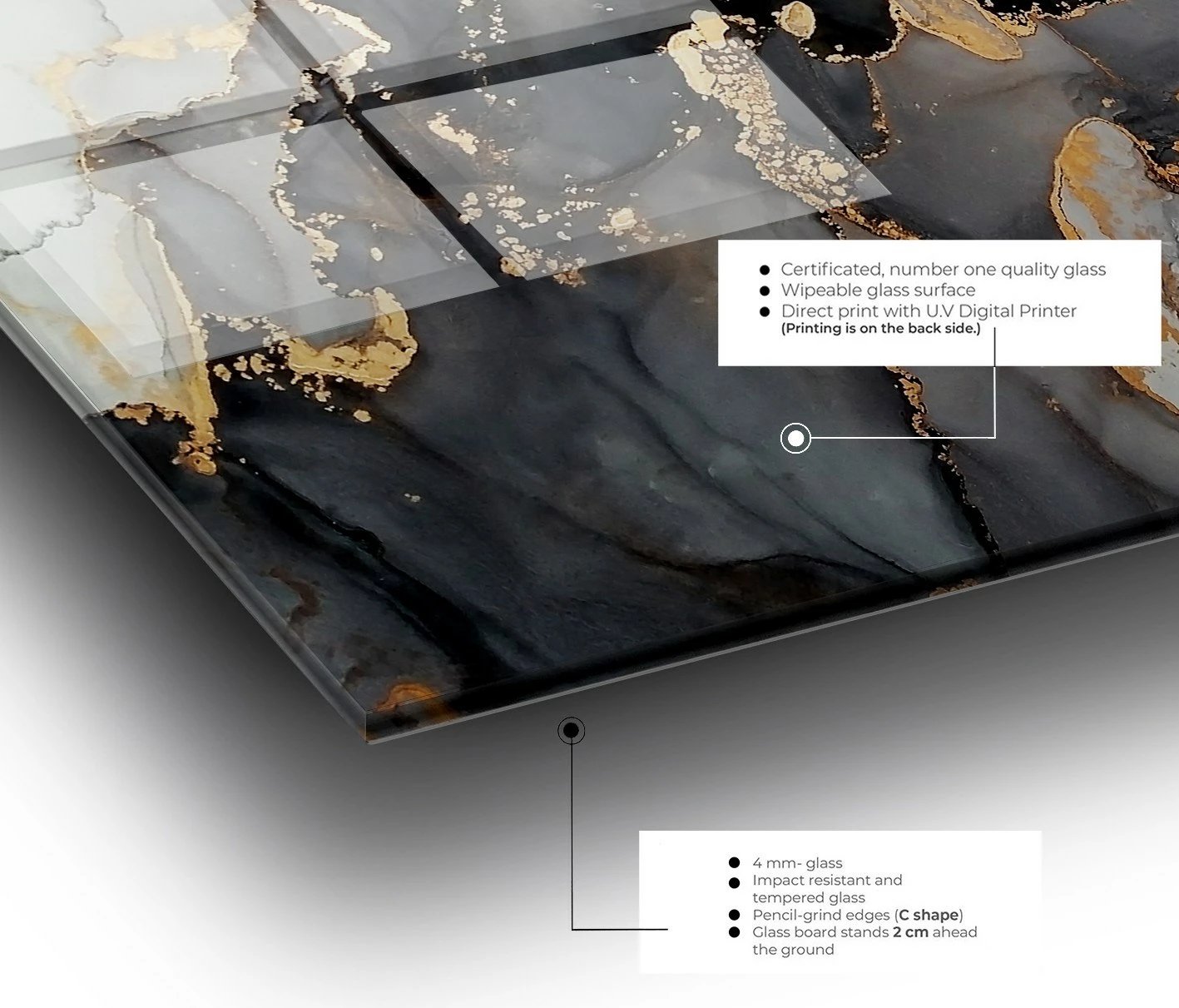 Pikturë dekorative prej xhami të temperuar, shumëngjyrëshe, CAM1471082564, 50x70cm