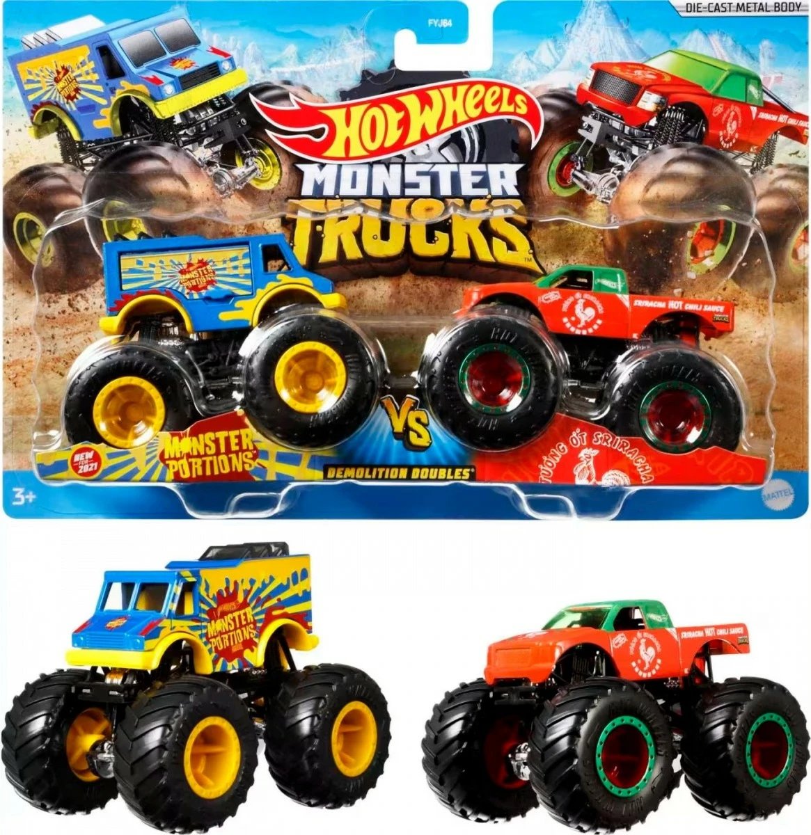 Set lodrash Monster Trucks Hot Wheels FYJ64, 1:64, ngjyra të përziera, 2 copë