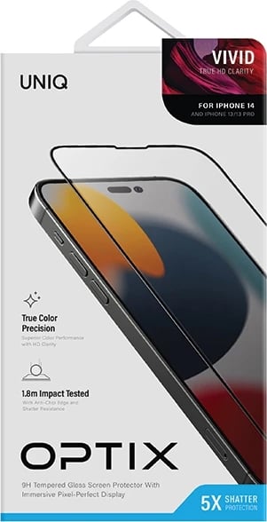 Xham mbrojtës UNIQ Optix Vivid për iPhone 14 / 13 / 13 Pro me aplikator