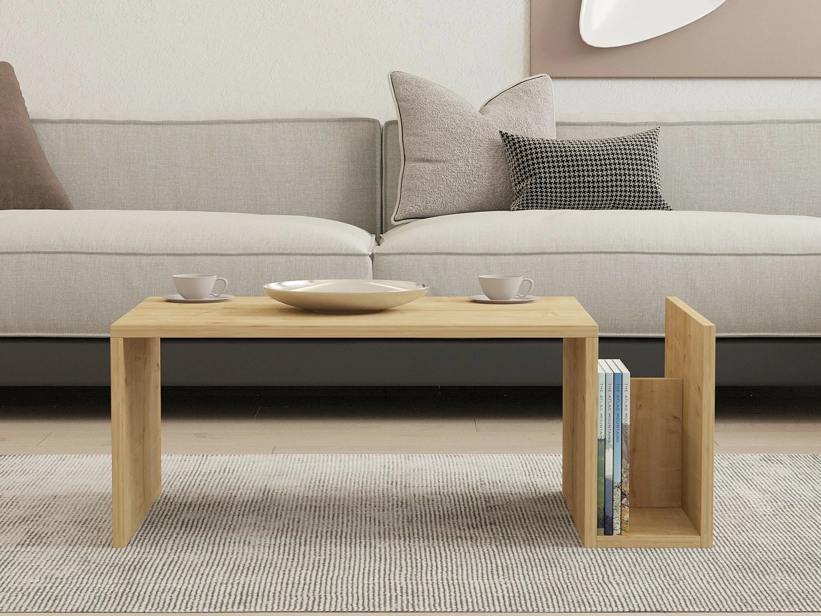 Tavolinë e ulët për kafe, ngjyrë lisi safir, Hanah Home, Memo