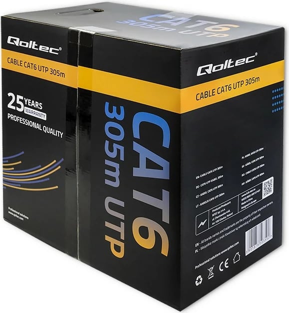 Kabllo rrjeti Qoltec CAT6 UTP, 305m, Gri