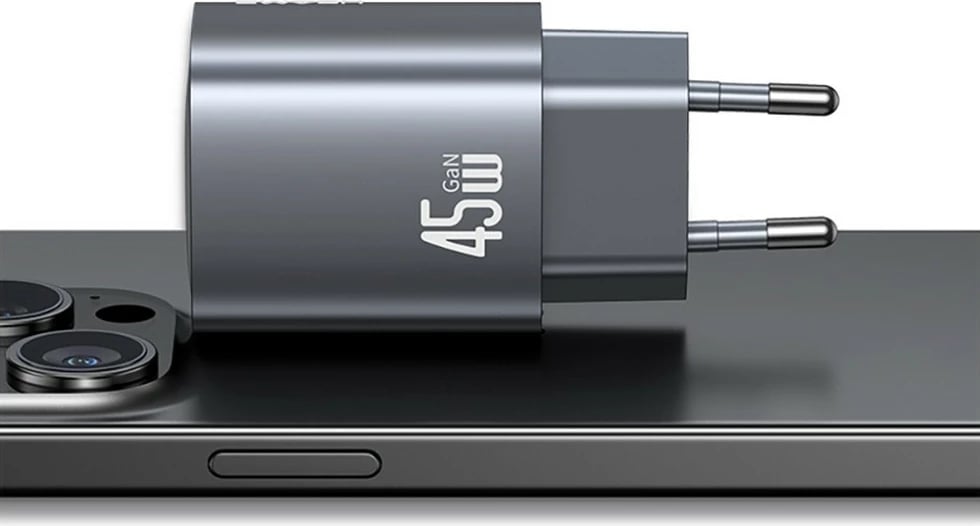Karikues muri GaN 45W, USAMS CC290 T66 (USA001666), 1x USB-C + 1x USB-A, PD/QC, i zi