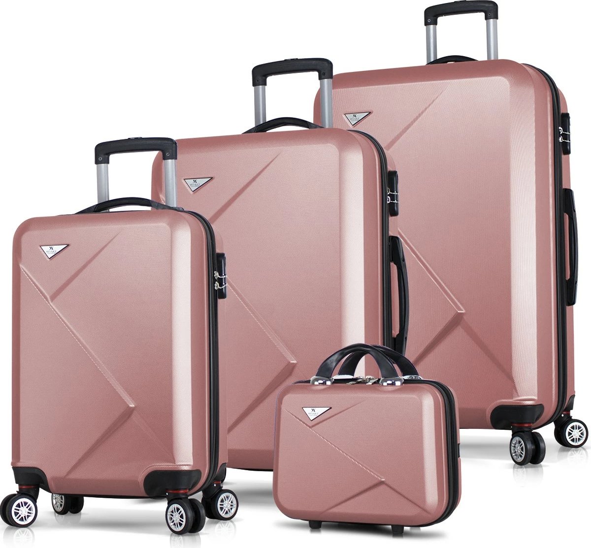 Set valixhesh (4 copë), ngjyrë rozë e artë, Zoozie Bags, 8244