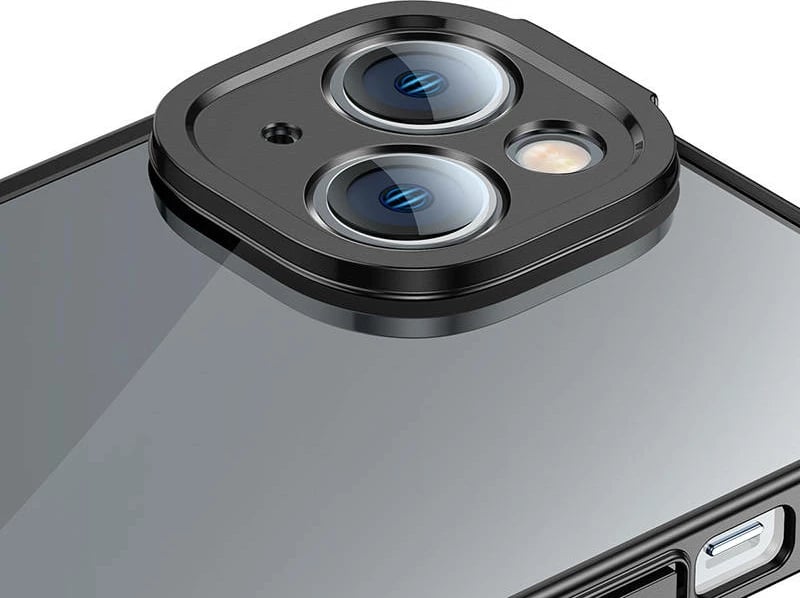 Mbështjellës Baseus Glitter me xham të temperuar për iPhone 14 Plus, i zi, set