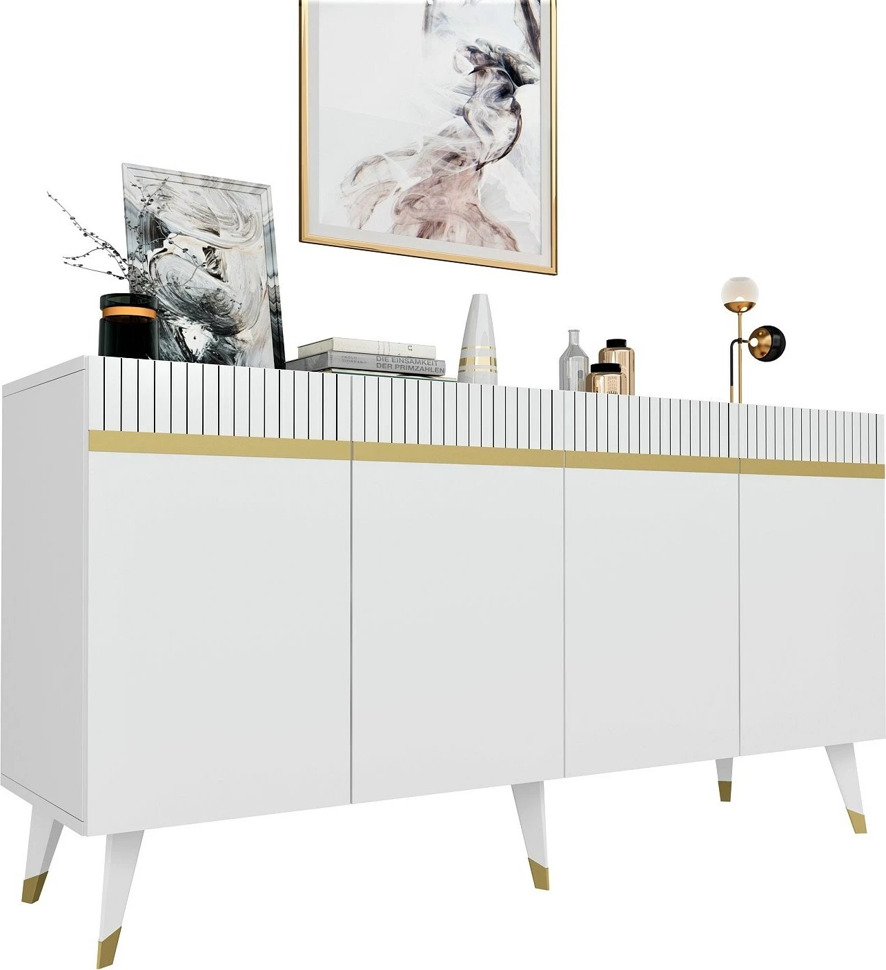 Konsolë Skye Decor, ngjyrë e bardhë dhe ari, Defne