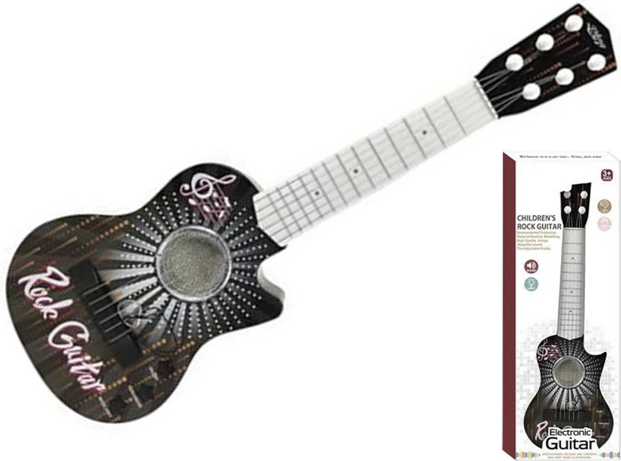 Kitarë lodër elektronike Madej 009086 për fëmijë, e zezë/kafe/bardhë