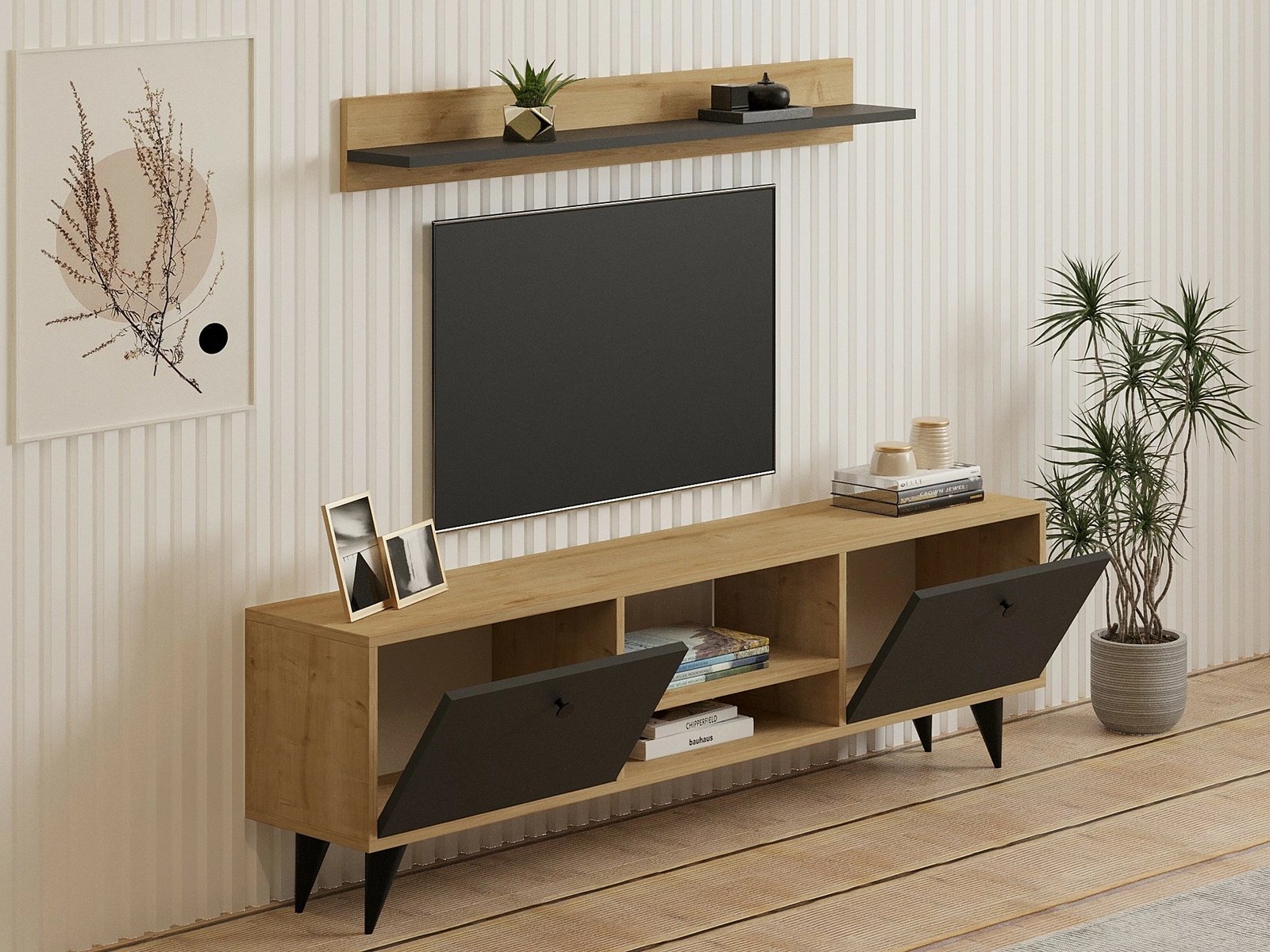 Komodë TV Hanah Home, sliva-safir, antracit