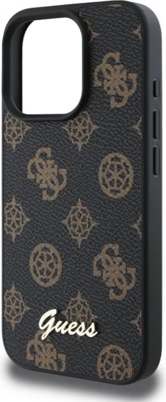 Mbështjellës Guess Peony Script MagSafe për iPhone 16 Pro Max, i zi