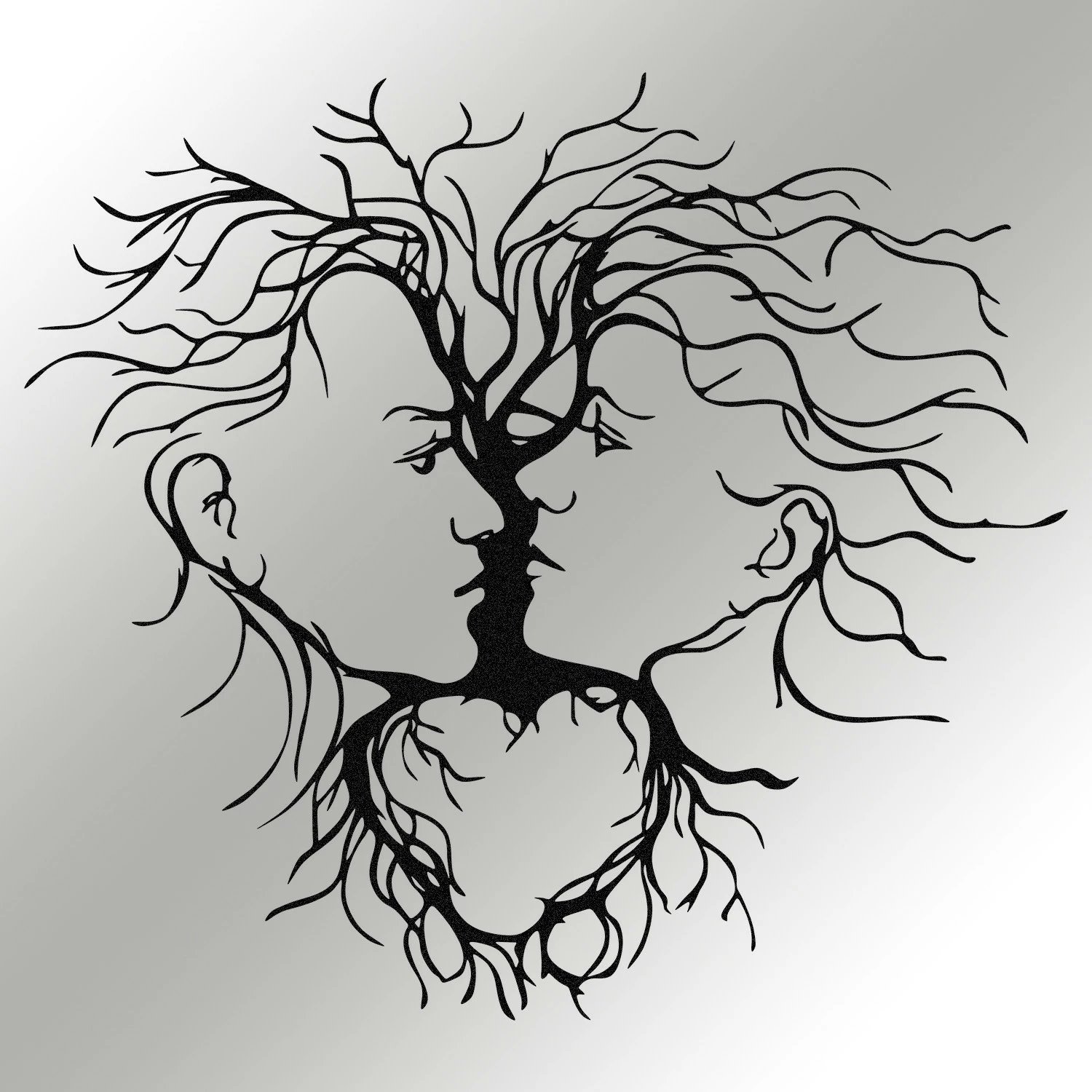 Aksesor dekorativ metalik për mur, Wallity Entrika, ngjyrë e zezë, 70x64cm