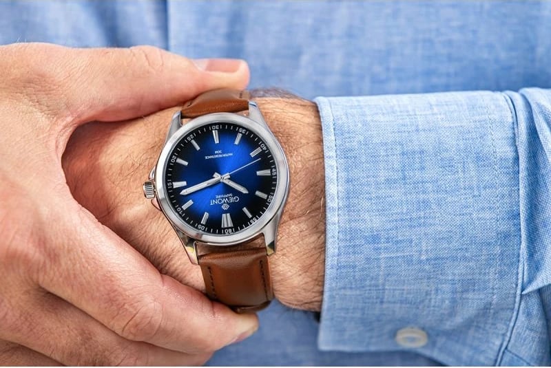 Orë dore meshkuj Giewont Elegance Sapphire GW5160-A4, kafe/blu