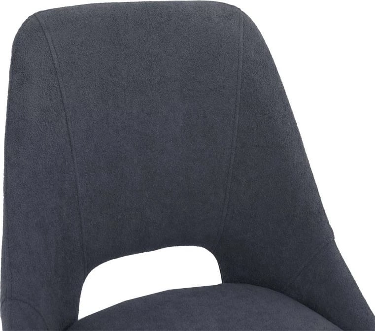 Karrige për bar Initiate, material teddy, ngjyrë gri e errët, këmbë metalike të zeza, 48x56x98cm (2 copë)