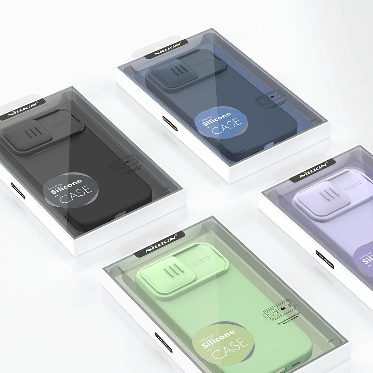 Mbështjellës Nillkin CamShield Silky Silicone për iPhone 14 Pro Max, Silikon, Kaltër
