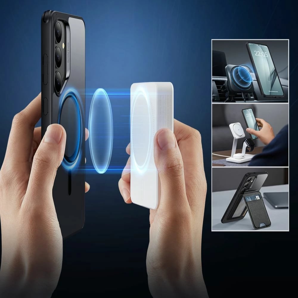 Mbështjellës ESR Classic Hybrid HaloLock për Samsung Galaxy S25+, MagSafe, i tejdukshëm/zi