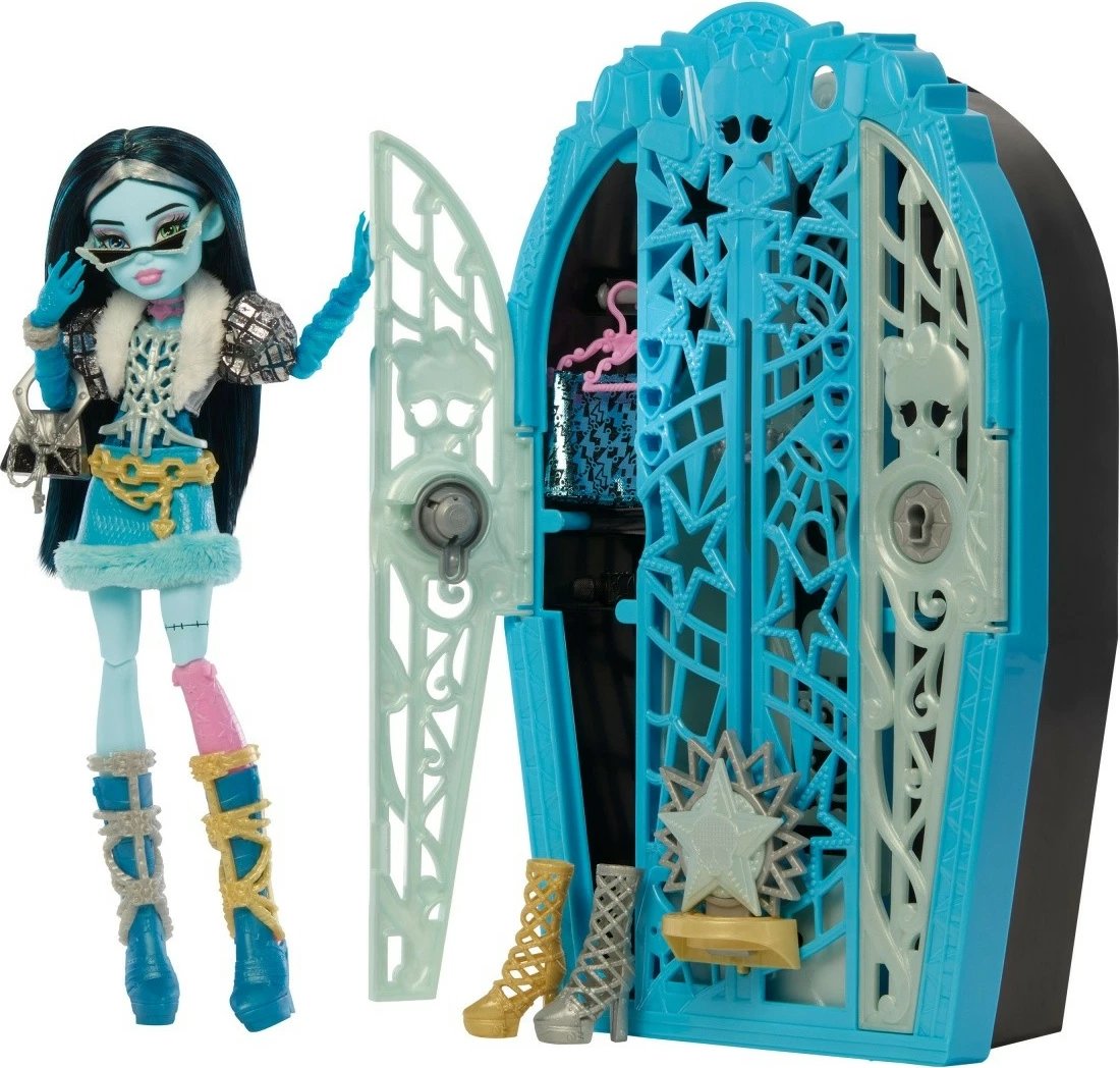 Kukull Monster High Mattel Frankie Stein Ghostly Secrets me gardërobë dhe aksesorë, shumëngjyrëshe