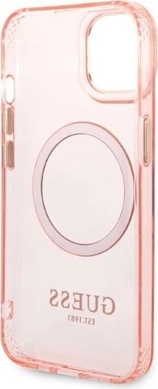 Mbështjellës Guess Gold Outline MagSafe për iPhone 14 6.1", rozë