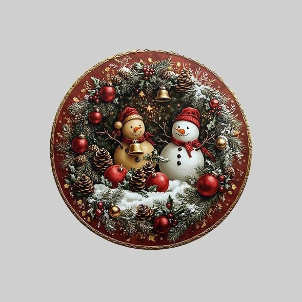 Qilim i rrumbullakët, tematikë Krishtlindjesh, shumëngjyrësh, 80x80cm, Crp-Yrlk26-10