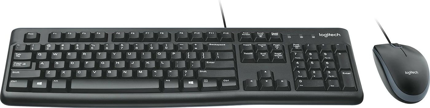 Set tastierë dhe maus Logitech Desktop MK120, me kabllo, USB, AZERTY, i zi