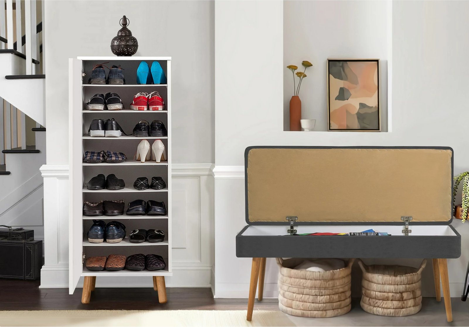 Set mobiljesh për korridor, Skye Decor, ngjyrë e bardhë dhe gri, 947-1501