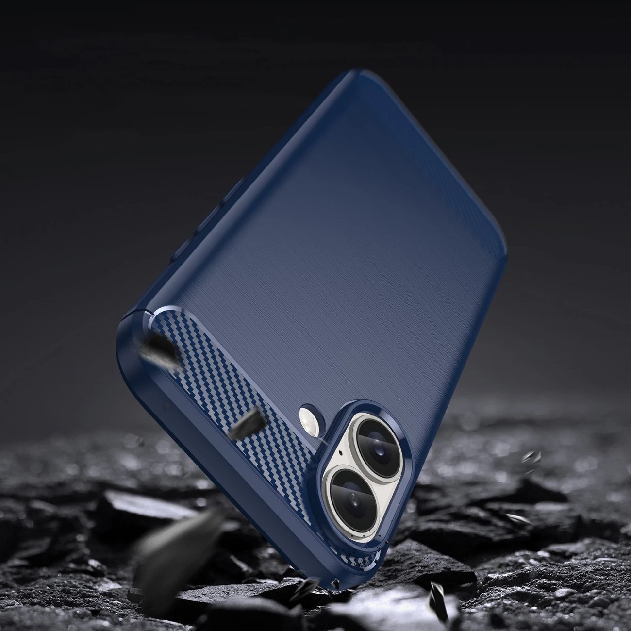 Mbështjellës Hurtel Carbon Case për iPhone 16 Plus, TPU, Blu